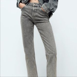 Zara acid wash straight leg mom jeans